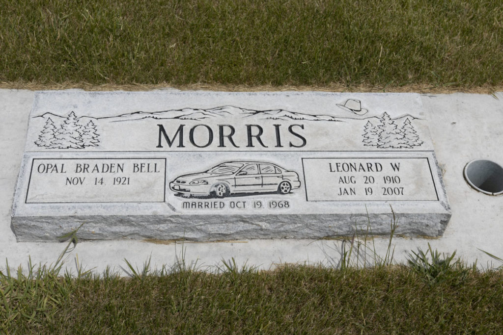 Leonard W & Opal Braden Bell Morris Headstone