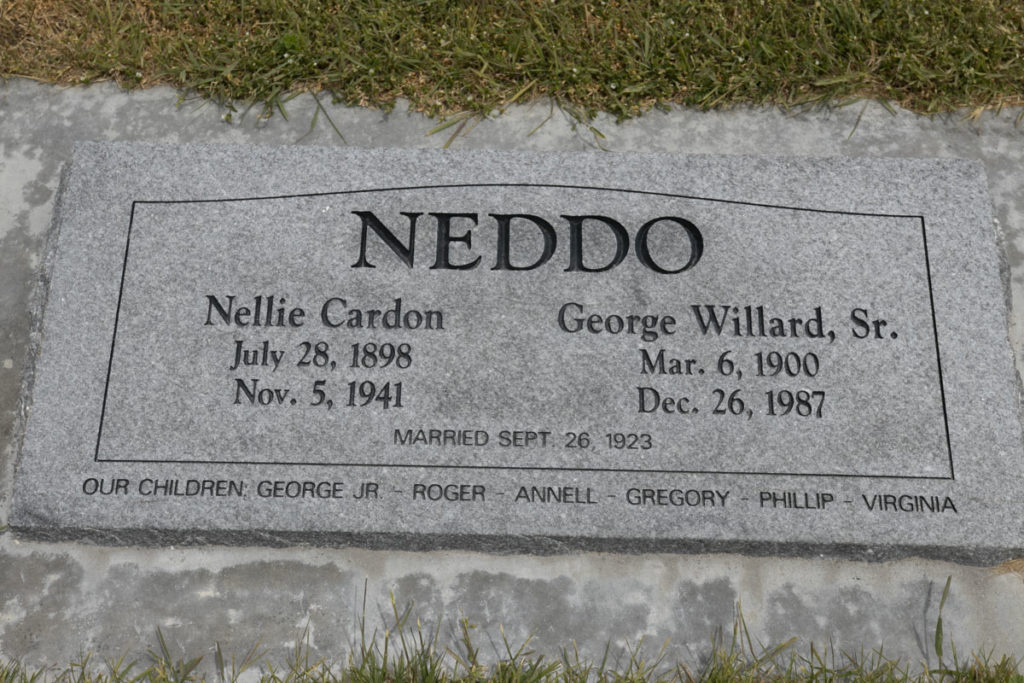 George Willard Sr & Nellie Cardon Neddo Headstone