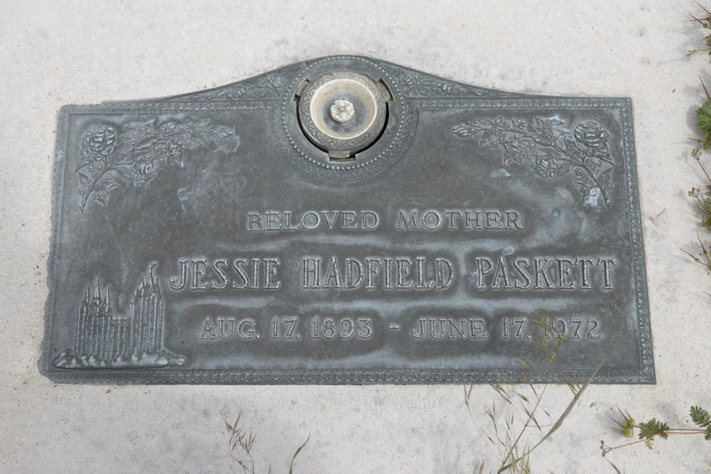 Jessie Hadfield Paskett Headstone