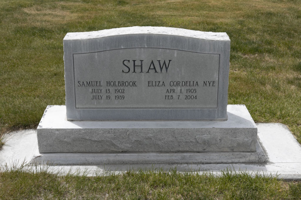 Samuel Holbrook & Eliza Cordelia Nye Shaw Headstone