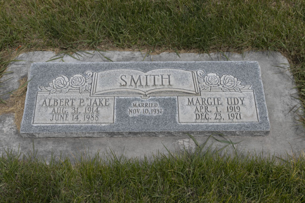 Albert P Jake & Margie Udy Smith Headstone